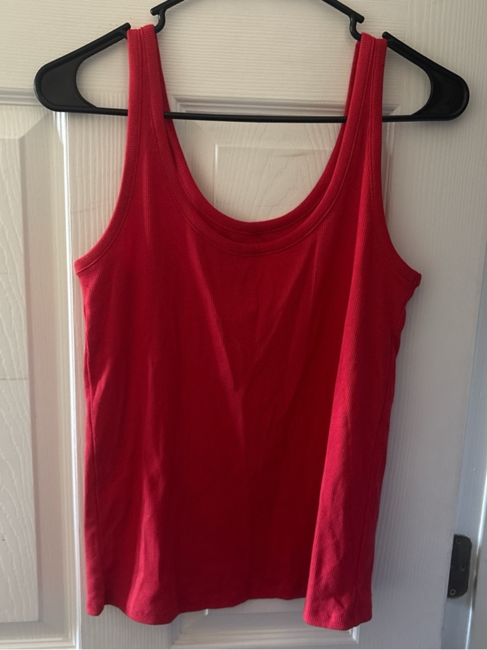Old Navy Red Ribbed Scoop Neck Tank Top